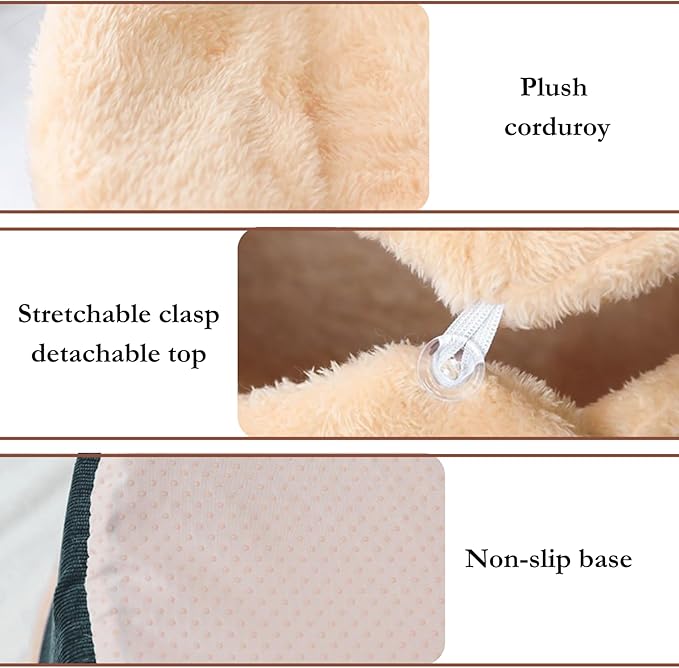 Cat Cave Bed – Plush, Warm & Calming Hideaway with Detachable Lid & Mat, Covered House for Indoor Kitten & Kitty (Brown)