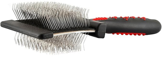 Jeffers Pet Double Sided Grooming Slicker Brush for Dogs, Cats, Puppies – Flexible Head with Stainless Steel Pins – Detangler Tool for Mats, Loose Fur, Shedding – Home or Professional Use - Large