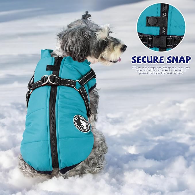 Gyuzh Dog Coat with Harness Puppy Coats Small Dog Harness Jacket Winter Waterproof Jackets for Smal Medium Large Dogs