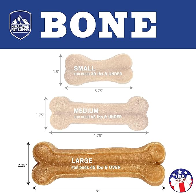 Himalayan Pet Supply Dog Chew Bone - Large | Long Lasting, Stain Free, Protein Rich, Low Odor | 100% Natural, Healthy & Safe | No Lactose, Gluten, Soy or Grains | for Dogs 45 lbs and Over