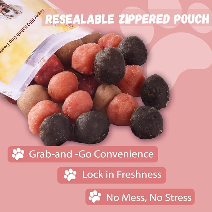 6-in-1 Kabobs Dog Treats, Multi-Flavor Jerky Treats Made with Chicken, Duck, Salmon, Beef, and Rabbit on Rawhide Sticks, Healthy Long Lasting Dog Chews for Small Medium Large Dogs, 10.6oz