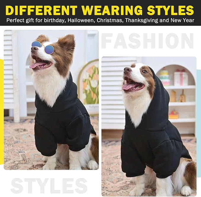 SCENEREAL Security Dog Hoodie Sweater - Brushed Fleece Dog Clothes with Hat, Warm Winter Coat for All Weather, XXL