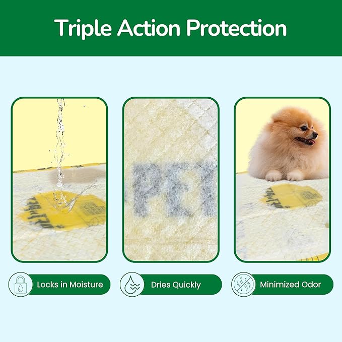 Pet N Pet 50 Counts Pee Pads for Dogs, 48% USDA Certified Plant Based Puppy Pee Pads, Unscented Dog Pad, Leak-Proof Training Pad for Dogs