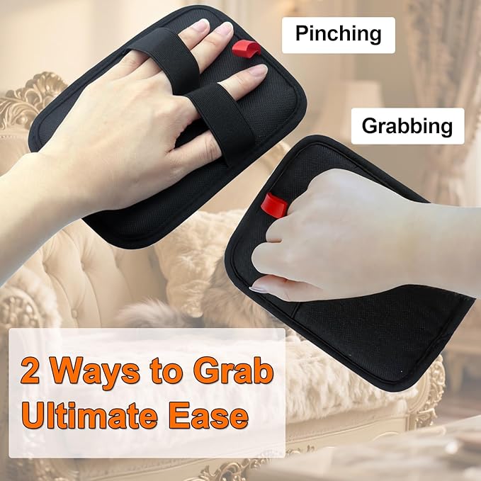 Pet Hair Removal Glove for Small Hands, 2Pcs Electrostatic Dog Cat Hair Remover Gloves for Furniture Car Seat Couch, Reusable Grooming & Shedding Tool with Free Steel Comb & Toothbrush