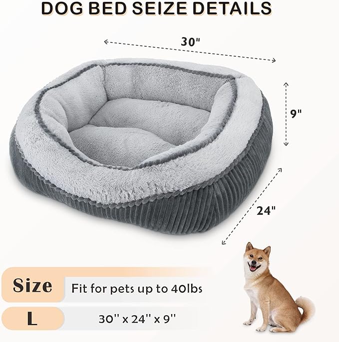 SIWA MARY Dog Beds for Small Medium Large Dogs & Cats. Washable Pet Bed, Orthopedic Dog Sofa Bed, Luxury Wide Side Fancy Design, Soft Calming Sleeping Warming Puppy Bed, Anti-Slip Bottom