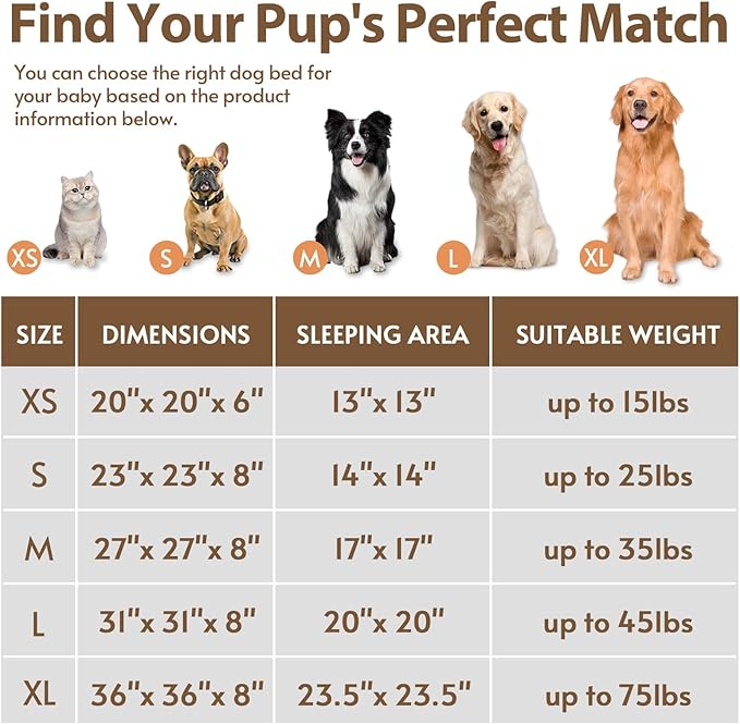 JOLLYVOGUE Calming Dog & Cat Bed for Small Dogs, Anti-Anxiety Donut Cuddler Cozy Soft Round Bed with Anti-Slip Bottom, Fluffy Faux Fur Plush Cushion Beds for Small Medium Pets (20")