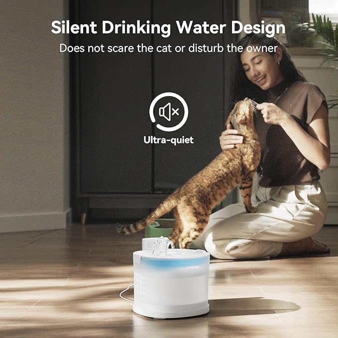 Cheerble Pumpless Cat Water Fountain, 2L/67oz E1 Automatic Cat Water Dispenser for Cats & Dogs MagDrive™ Technology Dual Mode Dispensing, No Cleaning Hassle, No Electrical Leakage, BPA-Free