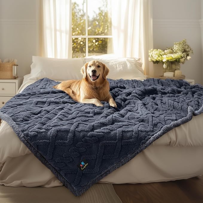 Waterproof Pet Blanket, Liquid Pee Proof Dog Blankets for Sofa Bed Couch, Reversible Sherpa Fleece Furniture Protector Cover for Small Medium Large Dogs Cats,Dark Grey X-Large（85" x 57"）