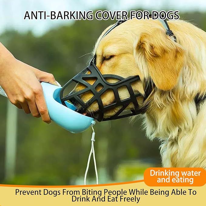 Breathable Dog Muzzle - Adjustable Soft Silicone & Mesh, Escape-Proof Design for Small Medium Dogs, Vet Recommended Training and Grooming Safety Black (S) 21-39lb Dogs