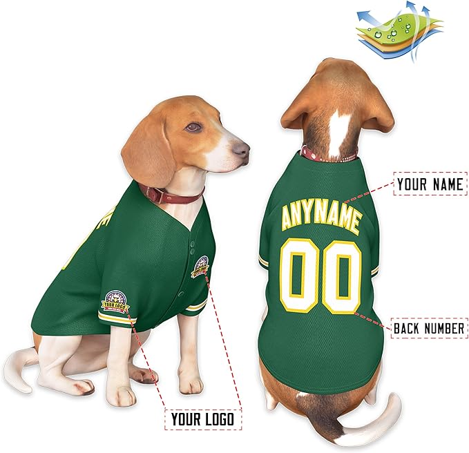 Custom Dog Baseball Jersey with Name Number Logo for Small Pet Dogs-Personalized Dog Shirts