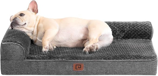 EHEYCIGA Memory Foam Dog Bed Medium Sized Dogs, Waterproof Dog Bed Orthopedic with Washable Removable Cover, Non-Slip Pet Bed Couch for Crate, 30x20x6 Inches, Dark Grey