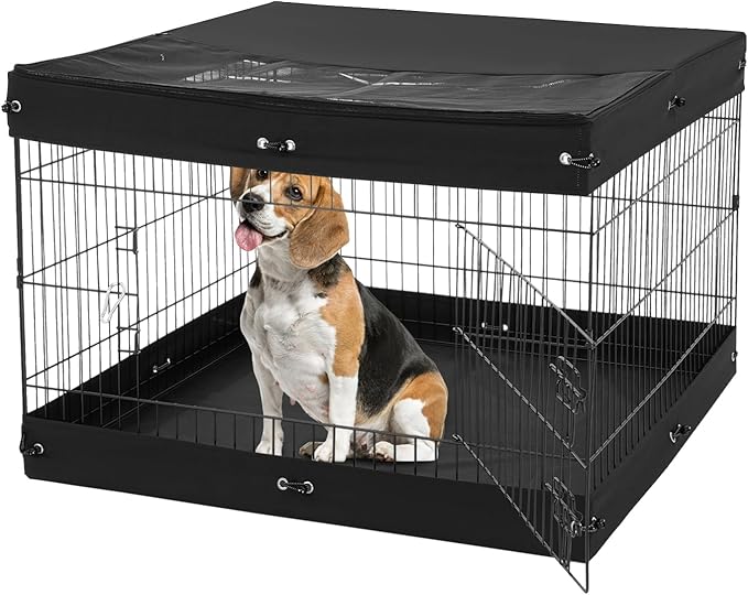 VEVOR Dog Playpen, 4 Pcs 24 x 36 in Panels Foldable Metal Pet Exercise Pen, Dog Fence Indoor and Outdoor Pen with Door, Top Cover, and Bottom Pad, Pet Playpen for Dogs, Cats and Other Small Animals