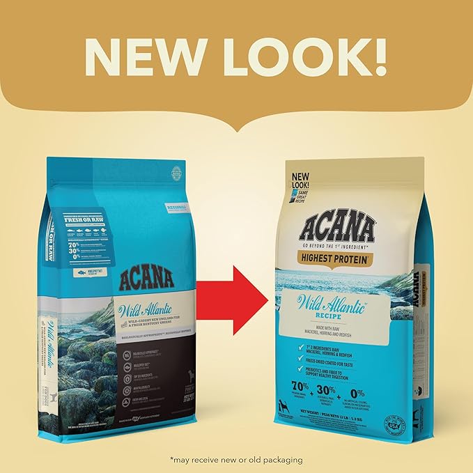 ACANA Highest Protein Grain Free Dry Dog Food Wild Atlantic Recipe 25lb Bag