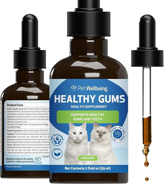 Pet Wellbeing - Healthy Gums for Cats - Natural Support for for Healthy Gums, Teeth and Breath in Felines - 2oz (59ml)