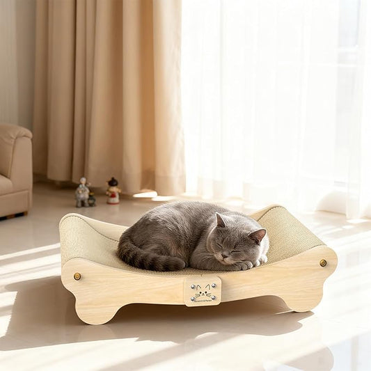 Cat Scratcher Bed Hammock Indoor: 2-in-1 Cat Scraching Board with Natural Sisal Wood, Scratch Pad Cats Lounger for Scratching & Sleeping - Furniture Protector for Bedroom and Living Room (24x16x5.5in)