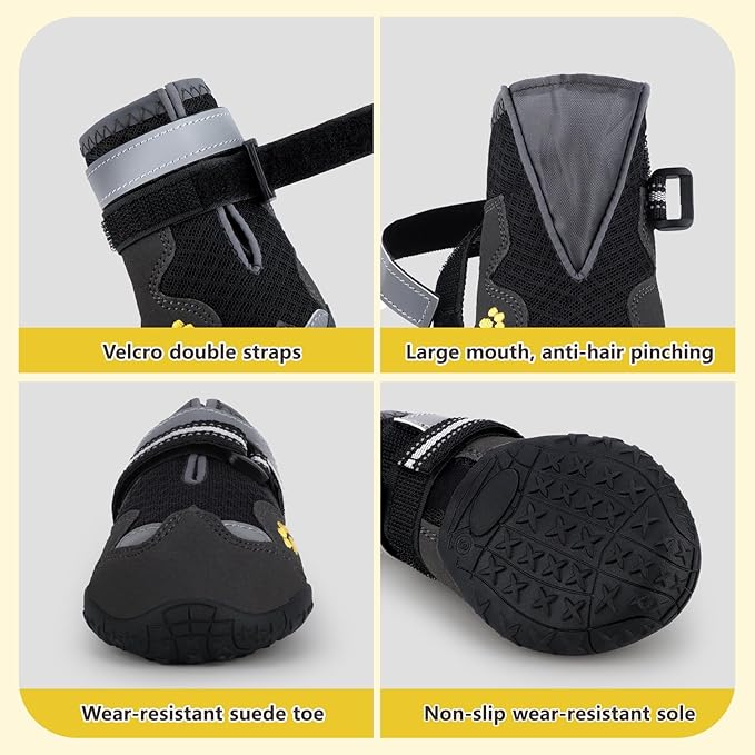 Dog Shoes for Large Medium Small Dog, Mesh Breathable Dog Shoes for Hot Pavement, Anti-Slip Dogs Boots Paw Protectors with Reflective for Outdoor Walking Indoor Hardfloors (Size 1)
