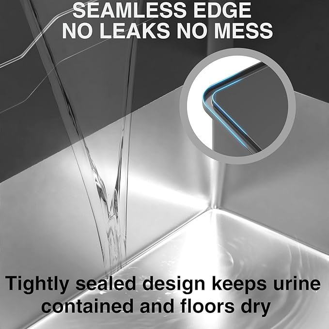 2-Pack XXXL Stainless Steel Cat Litter Box – Extra Large 28" L x 20" W with High Sides & Lid, Non-Stick, No Odor, Leak-Proof Metal Boxes for Large & Multiple Cats, Easy to Clean