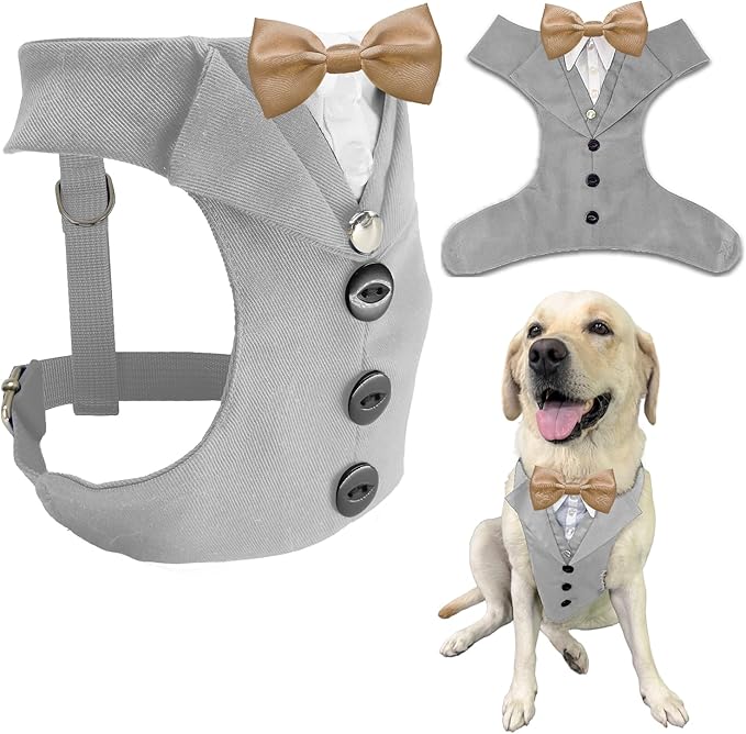 AVERYDAY Dog Tuxedo for Wedding Outfit, Dog Suit and Tie Costumes for Birthday, Halloween, Cosplay, Christmas Party, Pet Formal Wear with Bowtie, Tux for Medium Large Dogs, Bulldog, Labrador, Husky