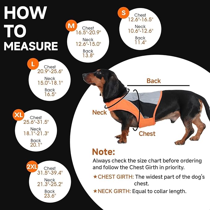 DORA BRIDAL Reflective Dog Vest for Medium Dogs, Orange High Visibility Safety Pet Vest for Hunting, Walking at Night
