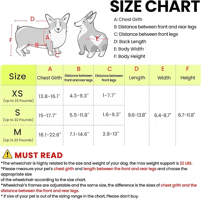 Dog Wheelchair for Back Legs, for Small Breed Dog - Includes High-Visibility Vest, Leash & Sling Lift, for Arthritis, Paralyzed, Injured, or Disabled Dogs