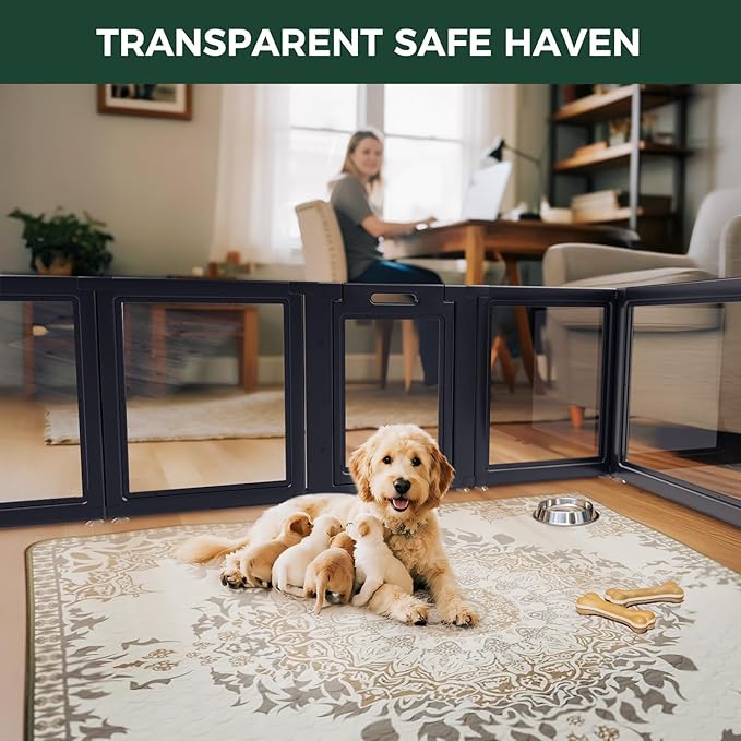 FXW AuraSpace Acrylic Indoor Dog Playpen for Puppies and Small Dogs, 24 Inch, 12 Panels, Black