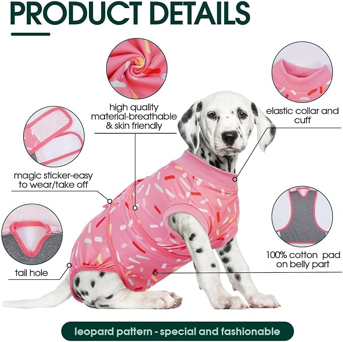 Kuoser Recovery Suit for Dogs, Comfy Dog Recovery Suit Female Doggie Onesie for Surgery, Post-Op Onesie for Female & Male Dogs, Soft Protective Wear, PinkRibbon XXL