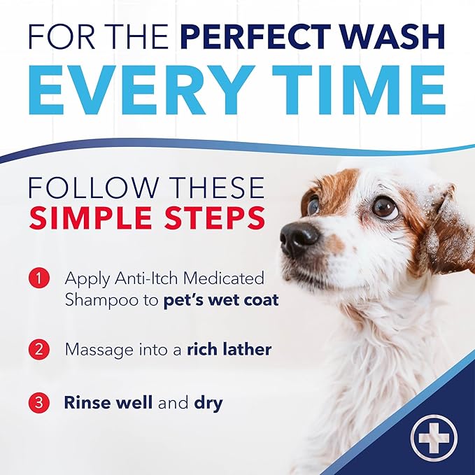 TropiClean OxyMed Dog Shampoo for Allergies and Itching , Medicated Oatmeal Shampoo for Dry Itchy Skin, Seborrhea, & Hot Spots, Cat Safe, 20oz.