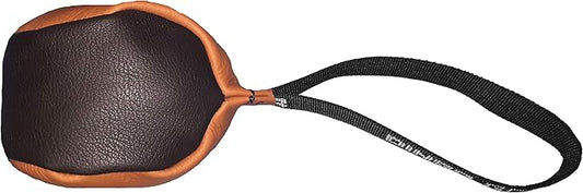 Dingo Gear Soft Genuine Leather Ball with a Handle for The Bite Training, Ø 11 cm Retrieve and Reward Dog Toy S02779, Random