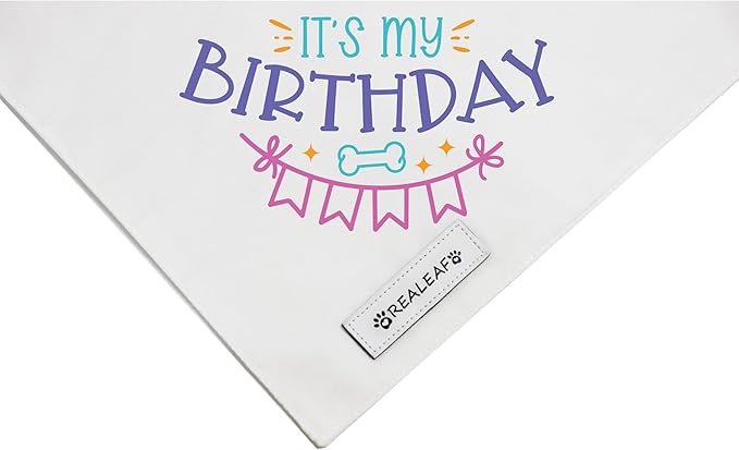 Realeaf Birthday Dog Bandanas 2 Pack (White, Small)