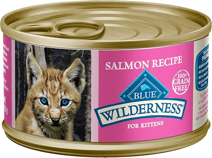 Blue Buffalo Wilderness Kitten Food, High-Protein & Grain-Free Wet Cat Food Paté Variety Pack, Chicken & Salmon Recipes, 3-oz Cans (6 Count, 3 of Each)