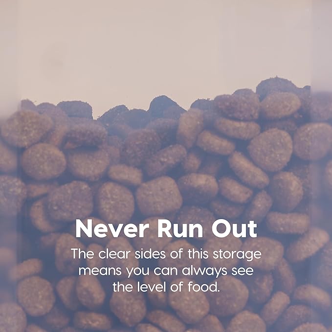 IRIS USA WeatherPro Airtight Dog Food Storage Container, Up to 22 lbs, Attachable Wheels, For Dog Cat Bird and Other Pet Food Storage Bin, Keep Fresh, Translucent Body, Clear/Almond