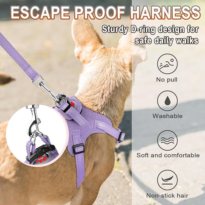 Dog Harness Step in Dog Vest Harness, Reflective Adjustable Puppy No Pull Harness Breathable Soft for Small and Medium Dogs Cats, Violet Purple, XS