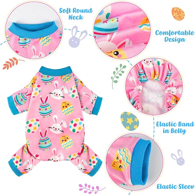 Dog Pajamas Soft Lightweight Dog Onesies Outfit Clothes for Small Medium Large Puppy Pjs for Pet Boys Girls Dogs Cats (Small, Easter)