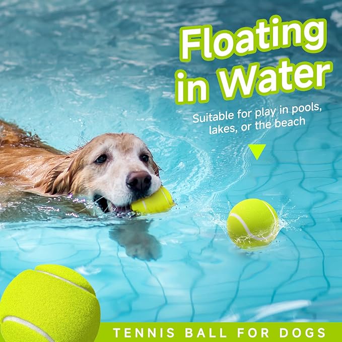 HETOO Tennis Balls for Dogs: 6 Pack 2.5 Inch Dog Balls- Dog Tennis Ball- Outdoor Dog Toys Dogs Water Toys- Dog Toys Ball for Medium Large Dogs for Training Exercise Fetch- Yellow