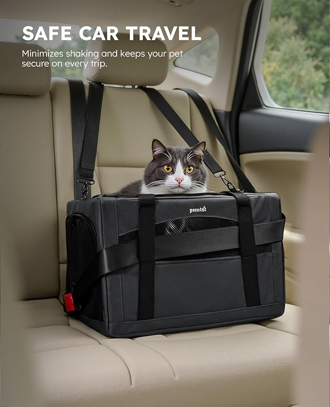 pecute Cat Carrier Stable, Pet Carrier Breathable and Portable, Cat Carriers Bag with Scientific Hidden Partition, Carriers for Cat Under 5kg, Dog Carriers Suitable for Travel and Outing, Dark Gray