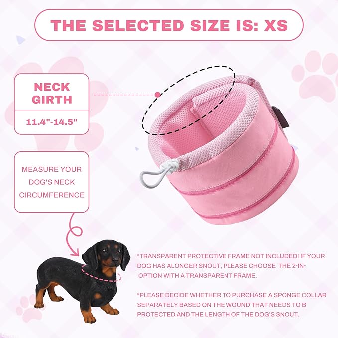 Soft Dog Recovery Collar After Surgery, Breathable Pet Sponge Collar for Small Dogs and Puppy, Adjustable Surgical Collar to Stop Licking Wounds, XS (Collar Only)