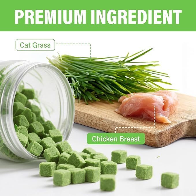 Cat Grass Treats, Natural & Health Cat Treats, Natural Hairball Relief & Teeth Cleaning Chews for Indoor Cats