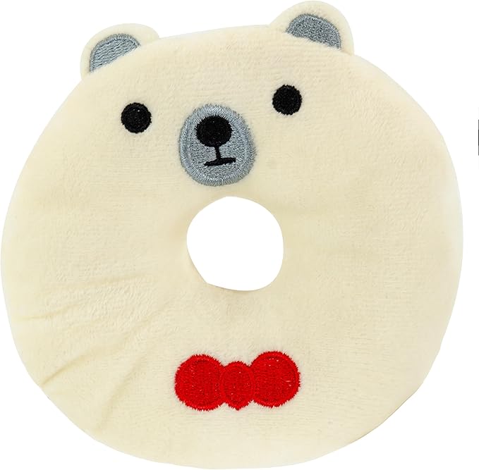 Giftable World Holiday Plush Pet Toy Fun for Christmas Designs with Squeaker Dog Chew Toy (4" Polar Bear & Reindeer Donut 2 Pcs)