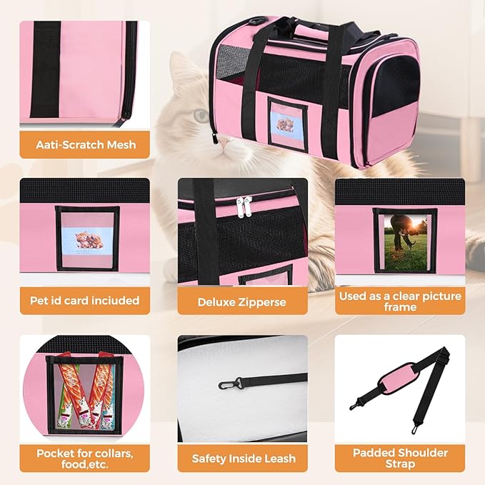 Cat Carrier, Dog Carrier for Small Dog Medium Cats,Pet Travel Bag Puppies up to 15 Lbs,TSA Airline Approved Cat Carrier Soft
