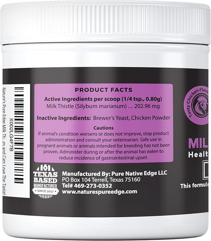 Milk Thistle for Dogs & Cats. Liver Supplement with Real Chicken. Extra Strength Liver and Kidney Detox. Dogs and Cats Love The Taste. Hepatic Support. Extra Large 85 gram jar!