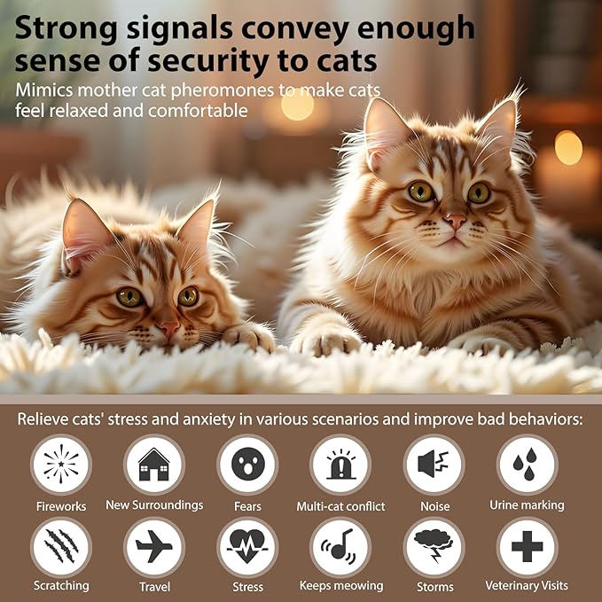 Multi Cat Calming Diffuser Relieve Stress Anxiety Cat Pheromones Calming Diffuser with Timing Function Cat Pheromone Diffuser 3 Pack Pheromones to Reduce Fighting Spraying and Scratching Fits All Cats