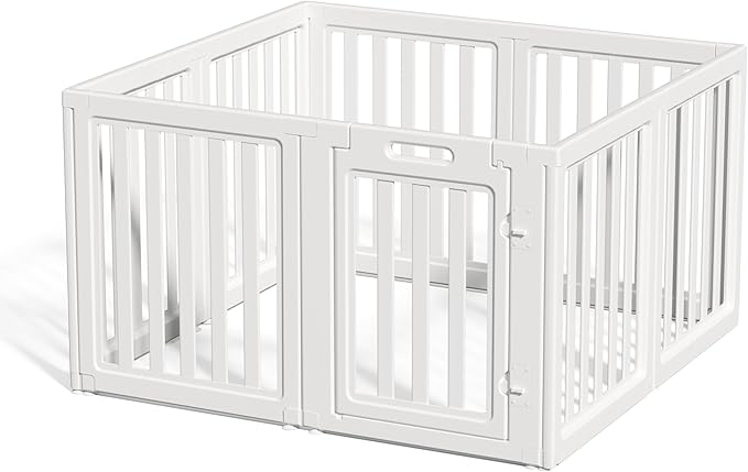 Clear Dog Play Pen,Pet Playpen with Door,Easy to Clean and Install Puppy pens for Both Indoor and Outdoor use (White, 30.3" Height, 8PCS)