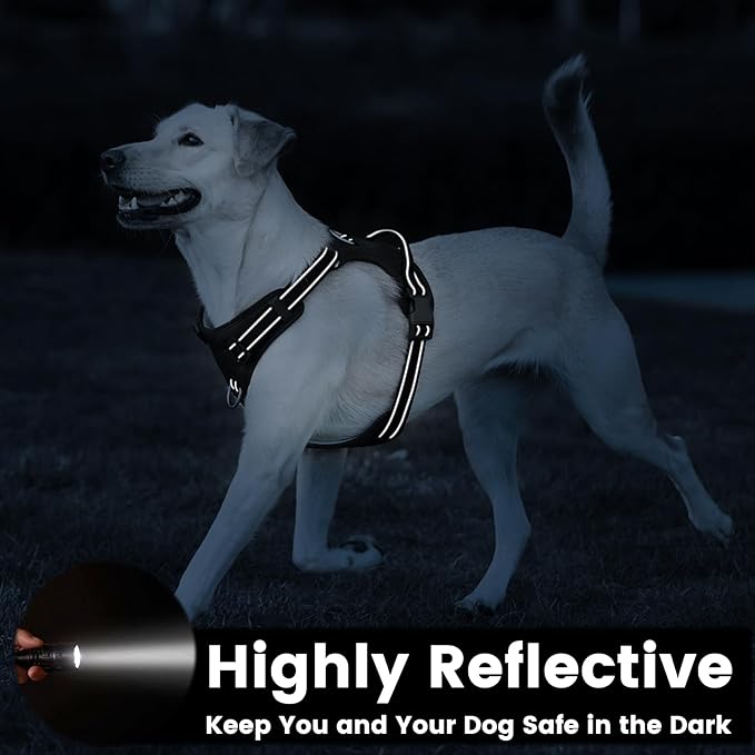 No Pull Dog Harness, Reflective Puppy Vest for Small Medium Large Sized Dog(Black,S)