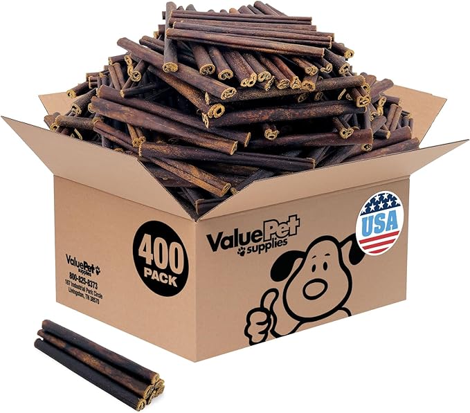 ValueBull USA Collagen Sticks for Small Dogs, 6 Inch Thin Chews, Natural Dog Treats, 400 Count Wholesale Pack - Promotes Joint, Skin & Coat Health with Glucosamine and Chondroitin