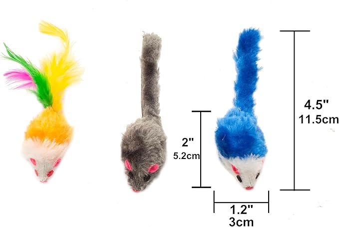 Fashion's Talk 48-Count Assorted Mice Cat Toys Furry Rattle Mouse Kitten Toy Mini Mice for Indoor Cats Interactive Play Color Varies
