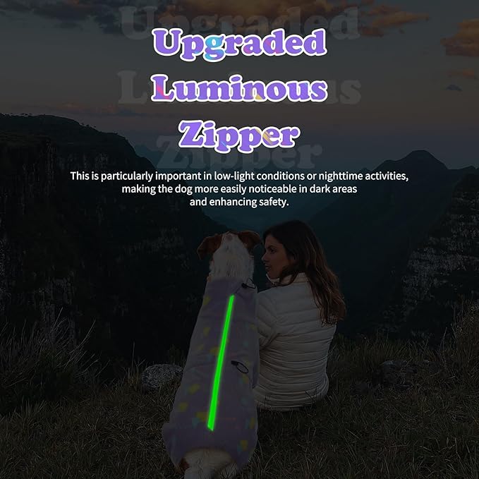 ROZKITCH Dog Leg Warmers for Medium Dogs, Pet Windproof Warm Cold Weather Jacket Vest with Luminous Zipper, Jumpsuit Apparel Outfit Clothes for Small Medium Large Dog Geometry M