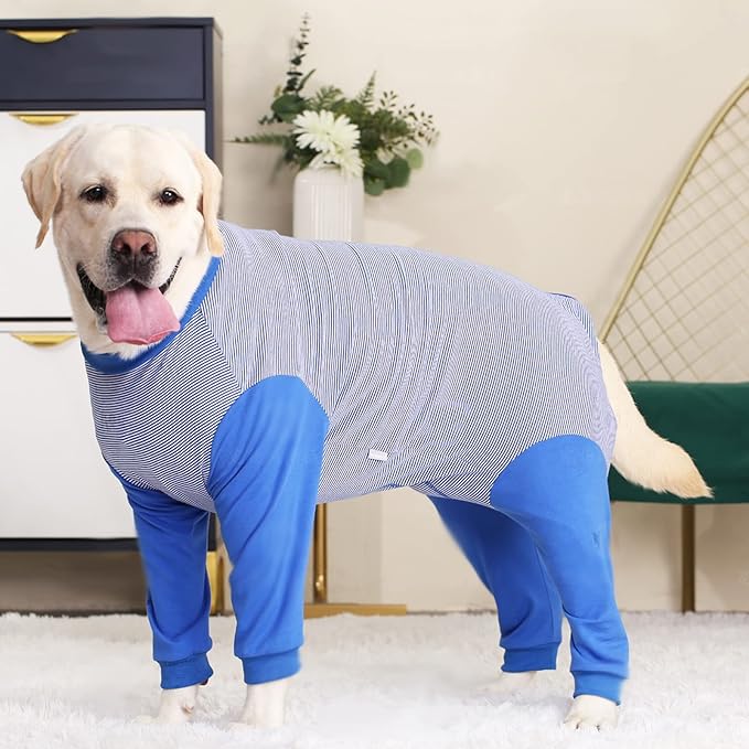 Yeapeeto Dog Onesie Surgery Recovery Suit for Large Medium Bodysuit Dogs Pajamas PJS Full Body for Shedding, Prevent Licking, Wound Protection, Cone Alternative (6X-Large (Pack of 1), Blue)