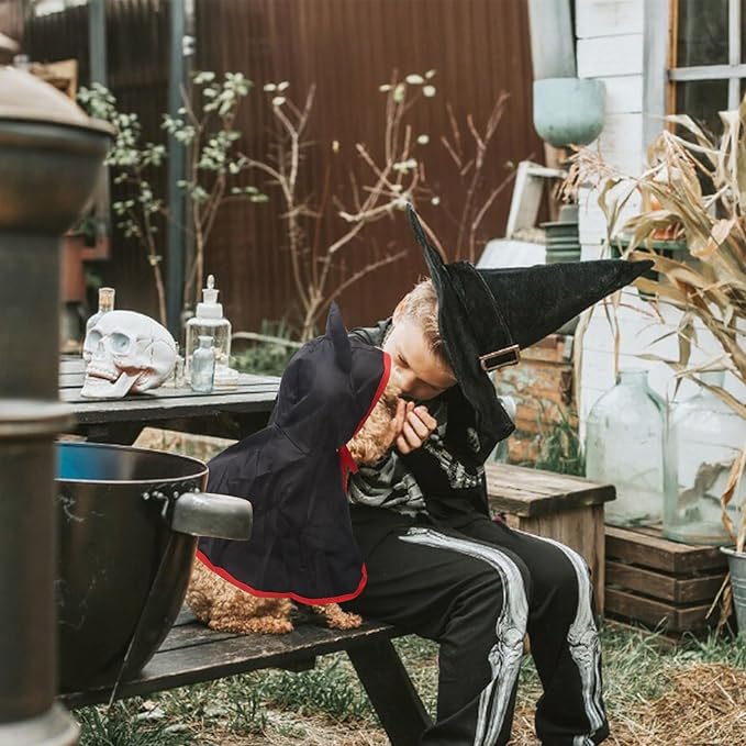 Halloween Pet Costumes Halloween Vampire Costume Cape Accessories Black Cat Wizard Cloak Puppy Witch Collar Cape Halloween Cosplay Clothes Apparel for Cats Small Dogs