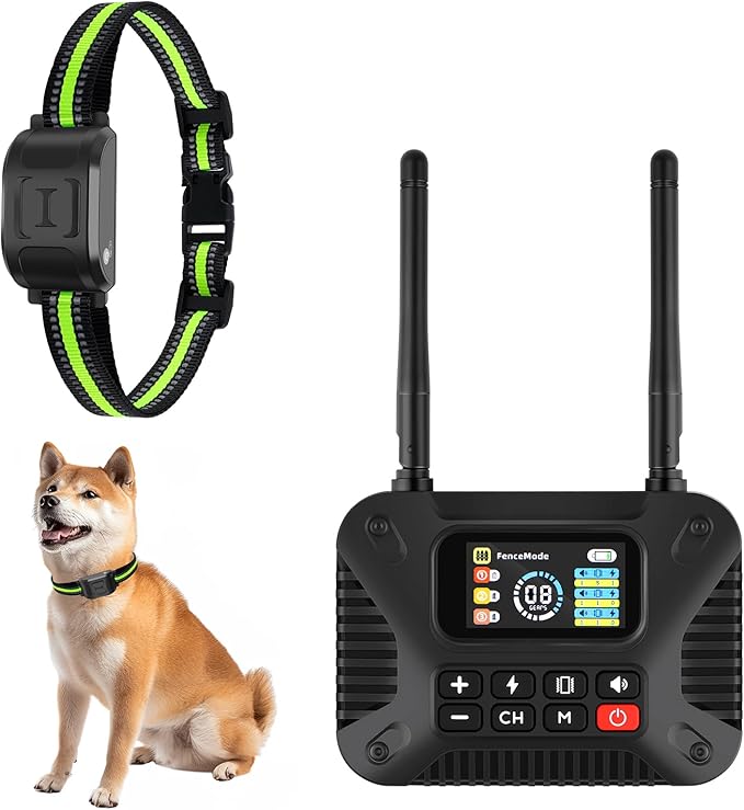 Wireless Dog Fence 2.4GHz Electric Fence for Dogs Wireless Fence for Dogs Portable Electric Dog Fence with Waterproof and Rechargeable Dog Training Collar (1 Controller & 1Collar)