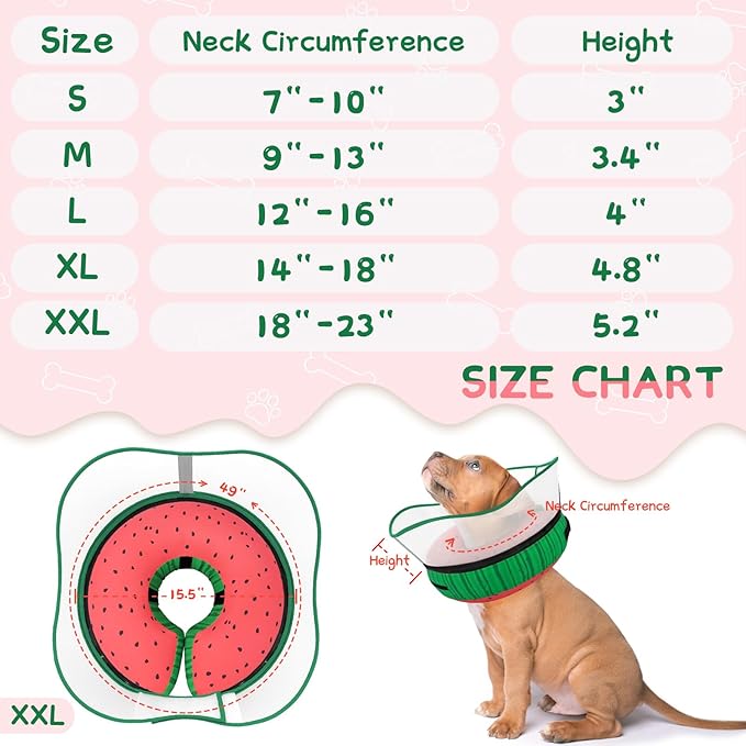Supet Raised Inflatable Dog Cone Collar to Stop Licking, Soft Dog Cone Alternative After Surgery, Pet Neck Donut Collar for Small Medium Large Dogs